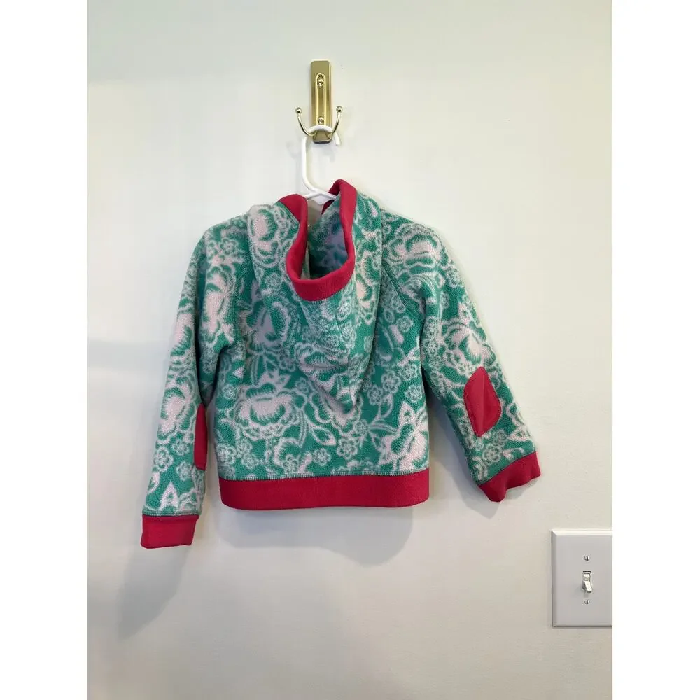 Patagonia Baby Synchilla Floral Fleece Hoodie Jacket Pink Green 5T